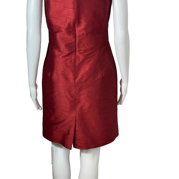 Fourmy Deep Red Wine Faux Dupioni Silk Cutaway Neckline Sheath Dress Sz 8 - Picture 7 of 10